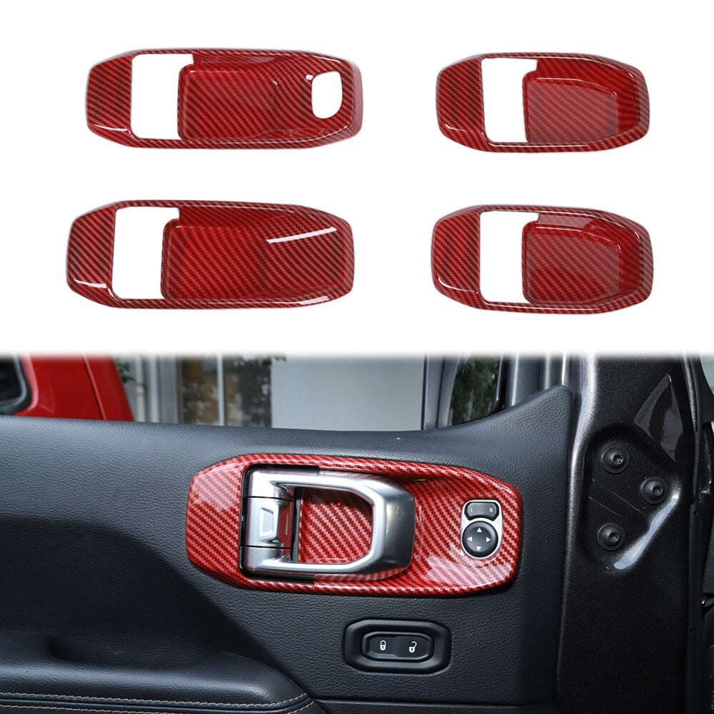 Inner Door Handle Bowl Cover Trim for Jeep for Wrangler JL Gladiator JT Red Carbon