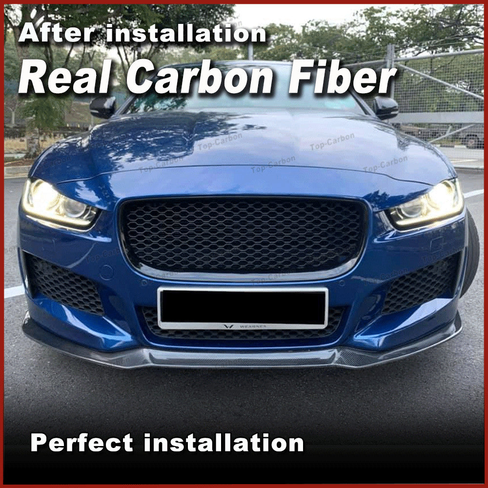 REAL CARBON Front Bumper Chin Lip Spoiler Fit for Jaguar XE X760 Sedan 2015-2017
