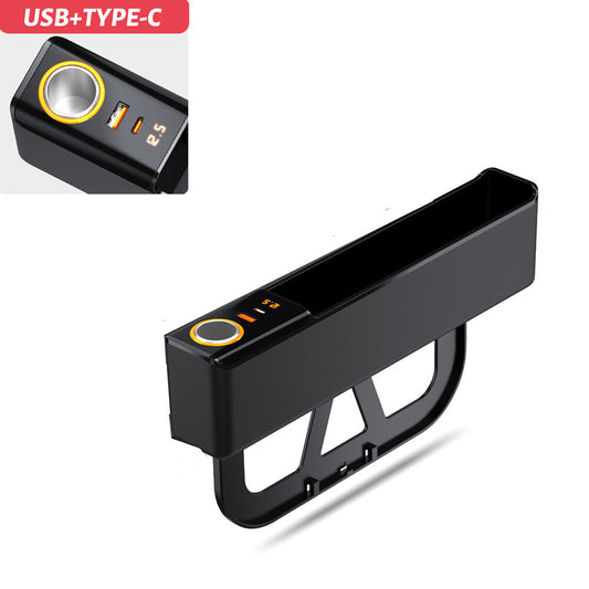 Storage Box Organizer Car for Seat Gap USB Charge Cigarette Lighter Socket Accessory