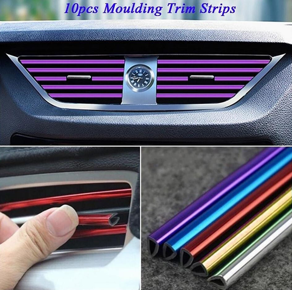 Molded decorative strips for Audi car air conditioning sockets, silver, 10 pieces