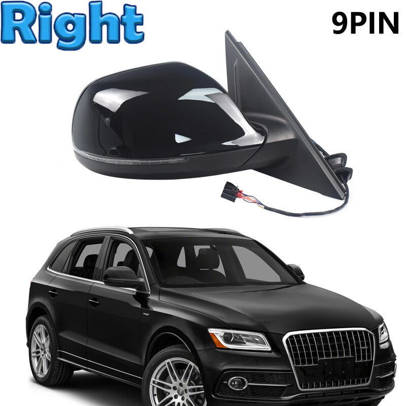 Side Mirror Power Fold Heated Turn Signal Lamp 9 Pin Right for Audi Q5 2009-2015