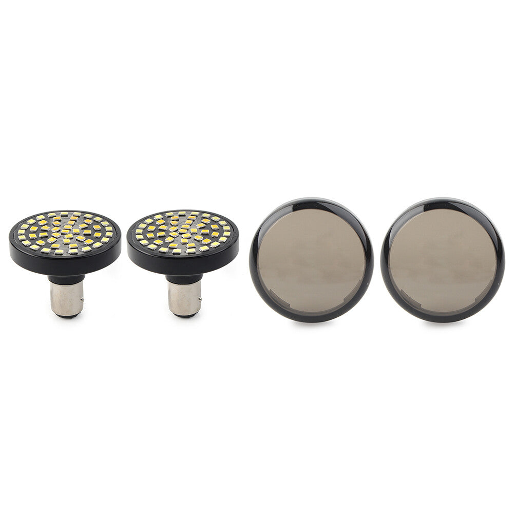 Fit for Harley Smoke Lens Cover  Switchback 1157 48-SMD LED DRL  Turn Signal Bulbs