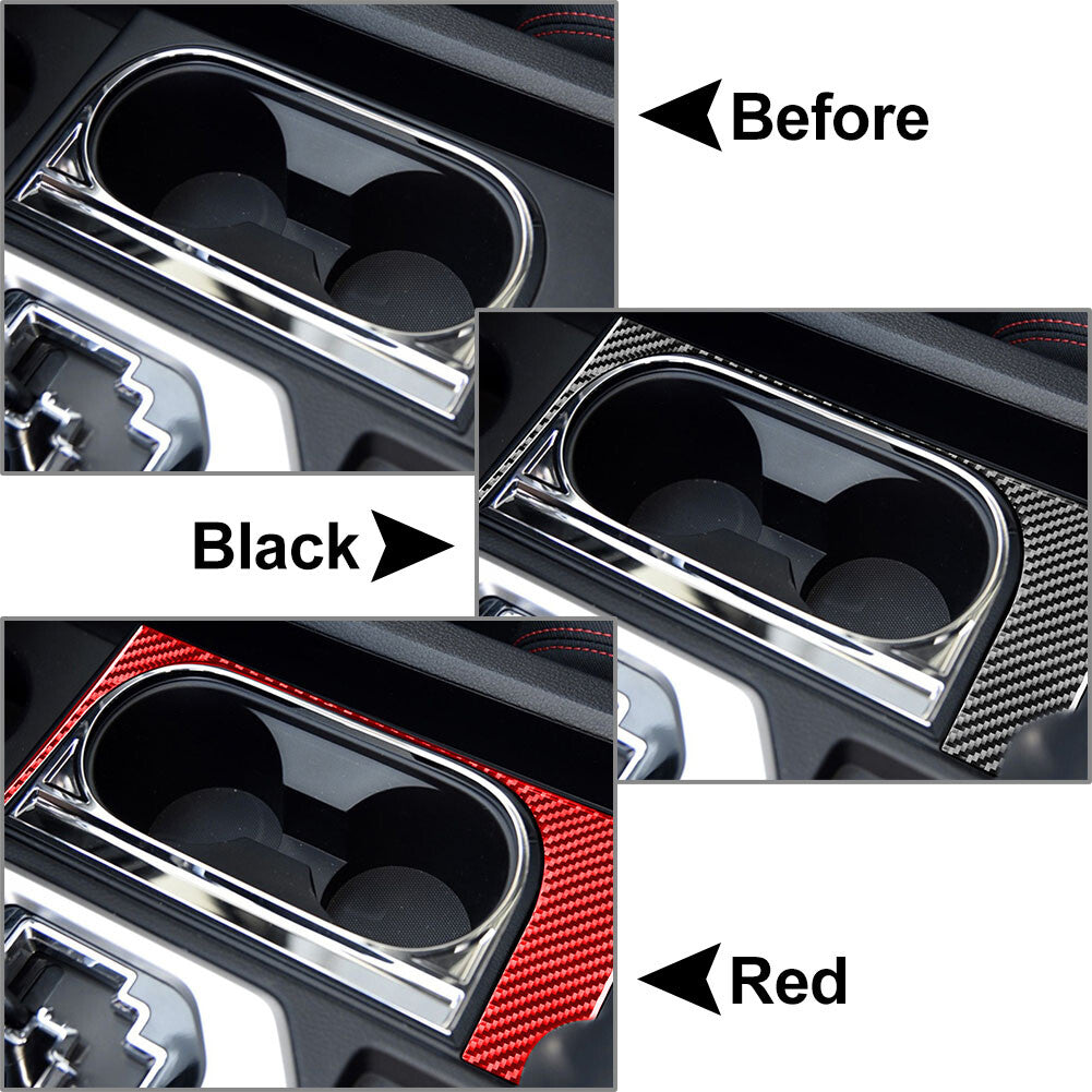 FIT for Toyota Tundra 14-21 LHD Carbon Fiber Center Console Water Cup Holder Cover
