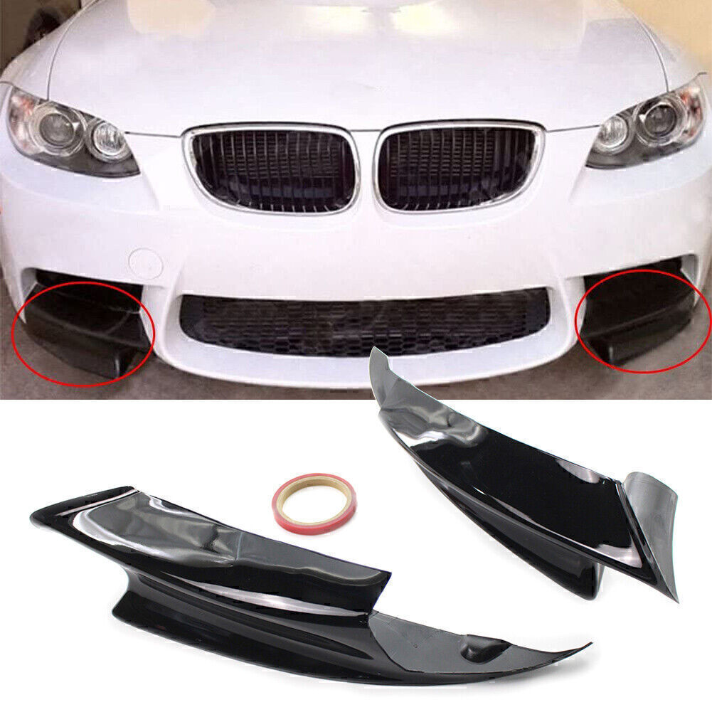 2x Gloss Black Front Bumper Splitters Lip Fit for BMW E92 2006-2009 M3 2008-2013 12