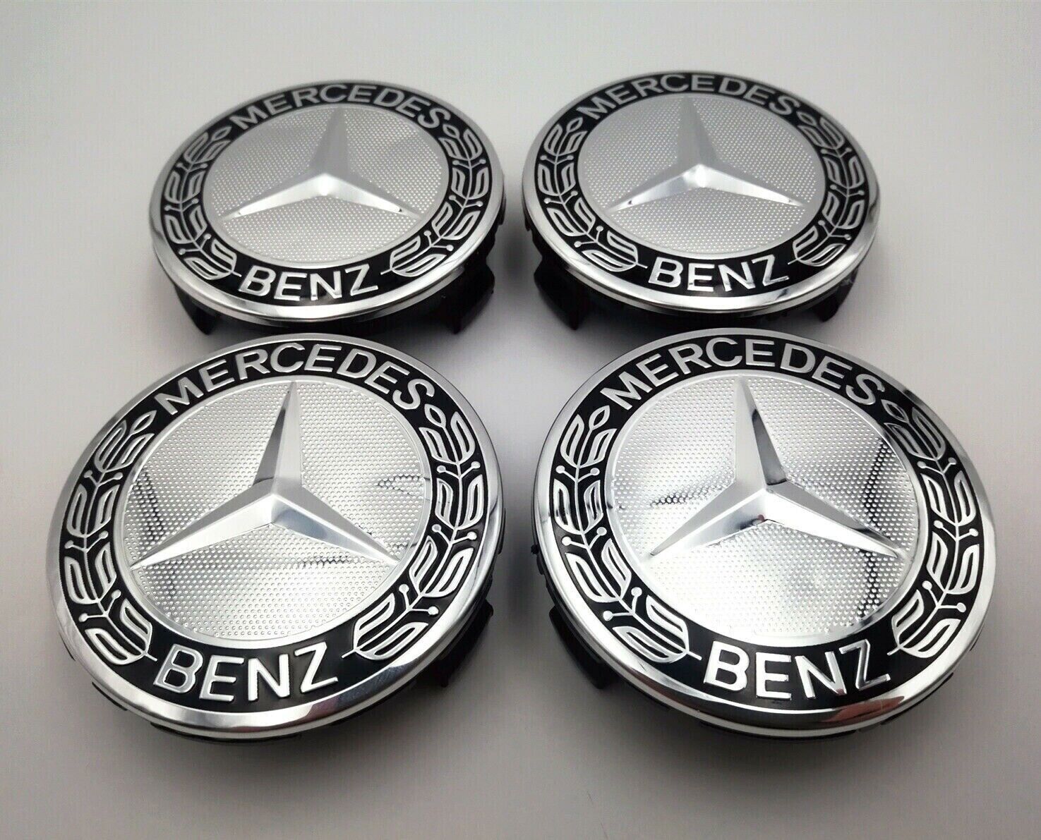 Set of 4 75MM Wheel Center Caps Hubcaps for AMG Black Wreath
