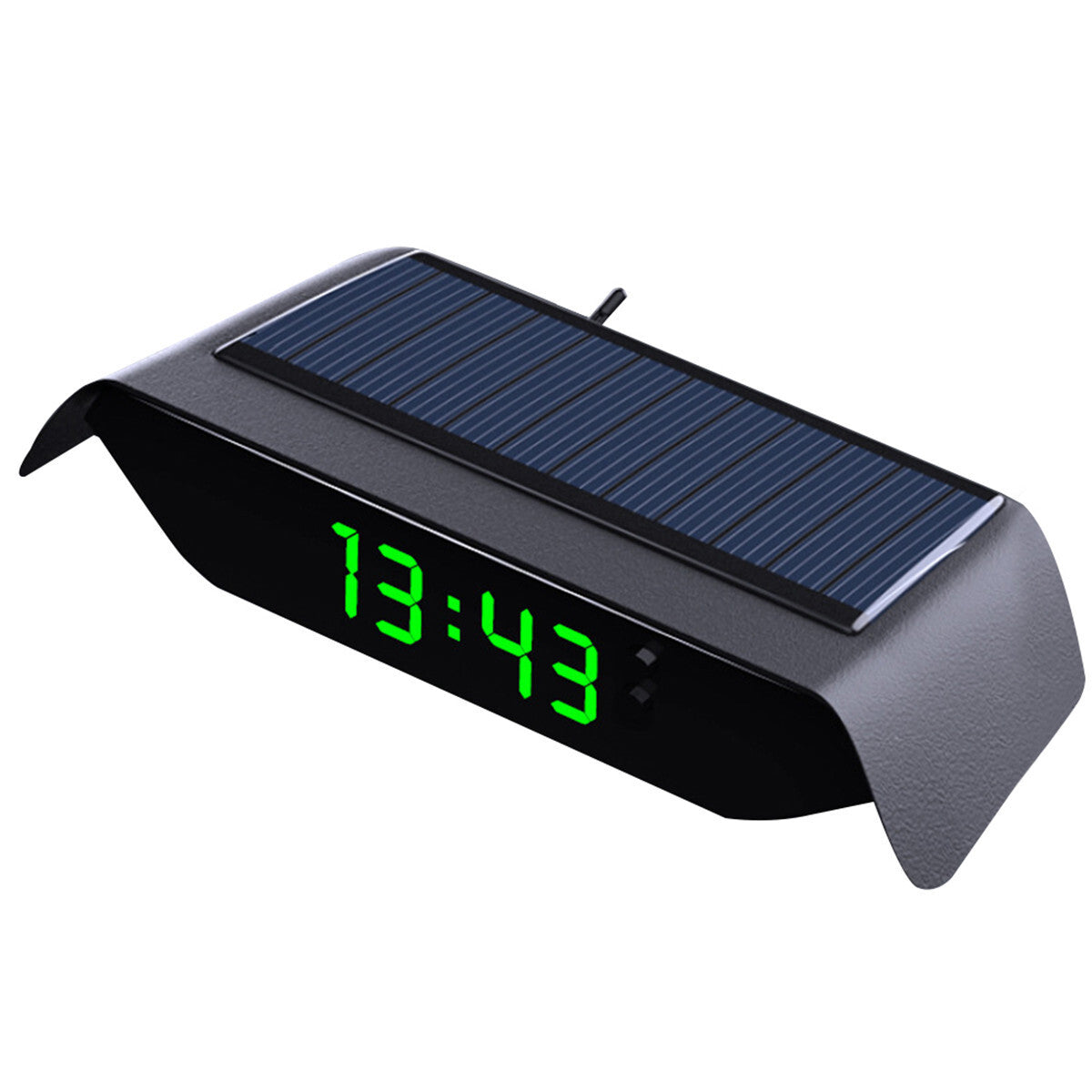 4in1 Car Dashboard Digital Time Thermometer Clock Solar/USB Charging LCD Display