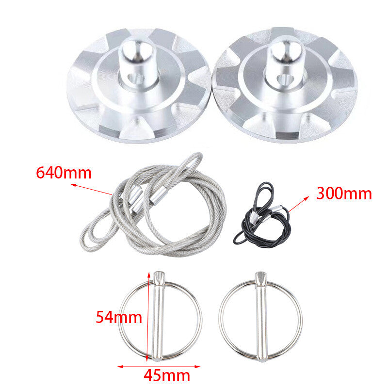 Silver Hardware Bonnet Racing Hood Pin Lock Appearance Kit Universal Aluminum