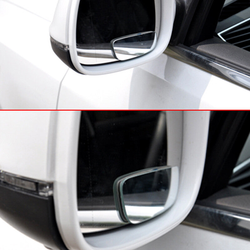 A pair of 360¡ã rotating wide-angle convex rear side view blind spot mirrors for cars.