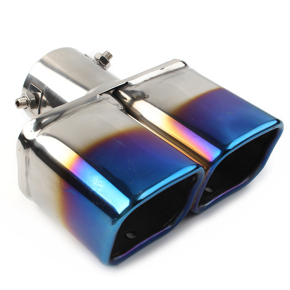 Dual Universal Rear Exhaust Pipe Tail Muffler Tip Square Accessories Straight