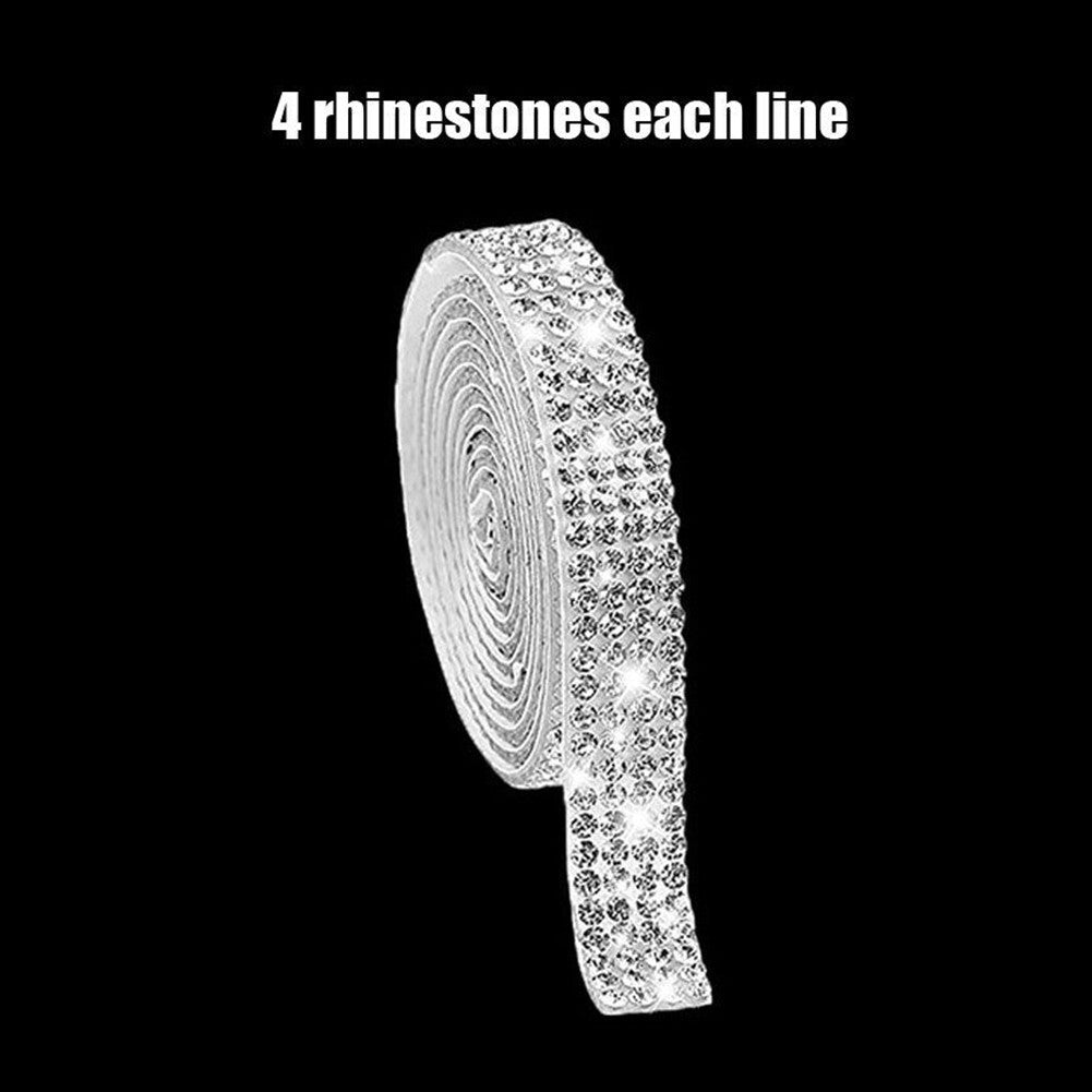90cm Silver Practical Rhinestone Diamond Crystal Sparkling Decorative Stickers for Car Clothing