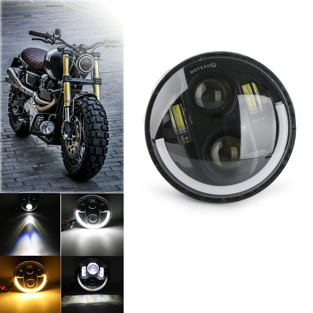 5.75-inch headlight for motorcycles, 5 3/4 high/low DRL turn signal halo LED, suitable for Harley-Davidson .
