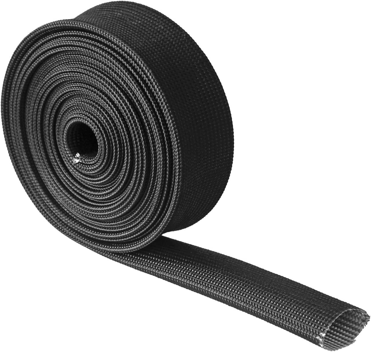 Adjustable flexible hose with heat-insulated fiberglass cover for hot spark plug wires suitable for automotive wiring.