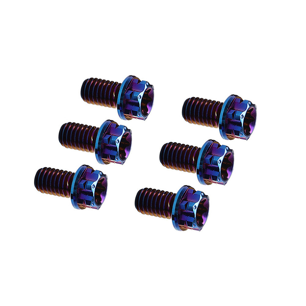 6pcs Bolt Torx Head Flange Screw M10x20mm Burn Blue For Motorcycle Bike
