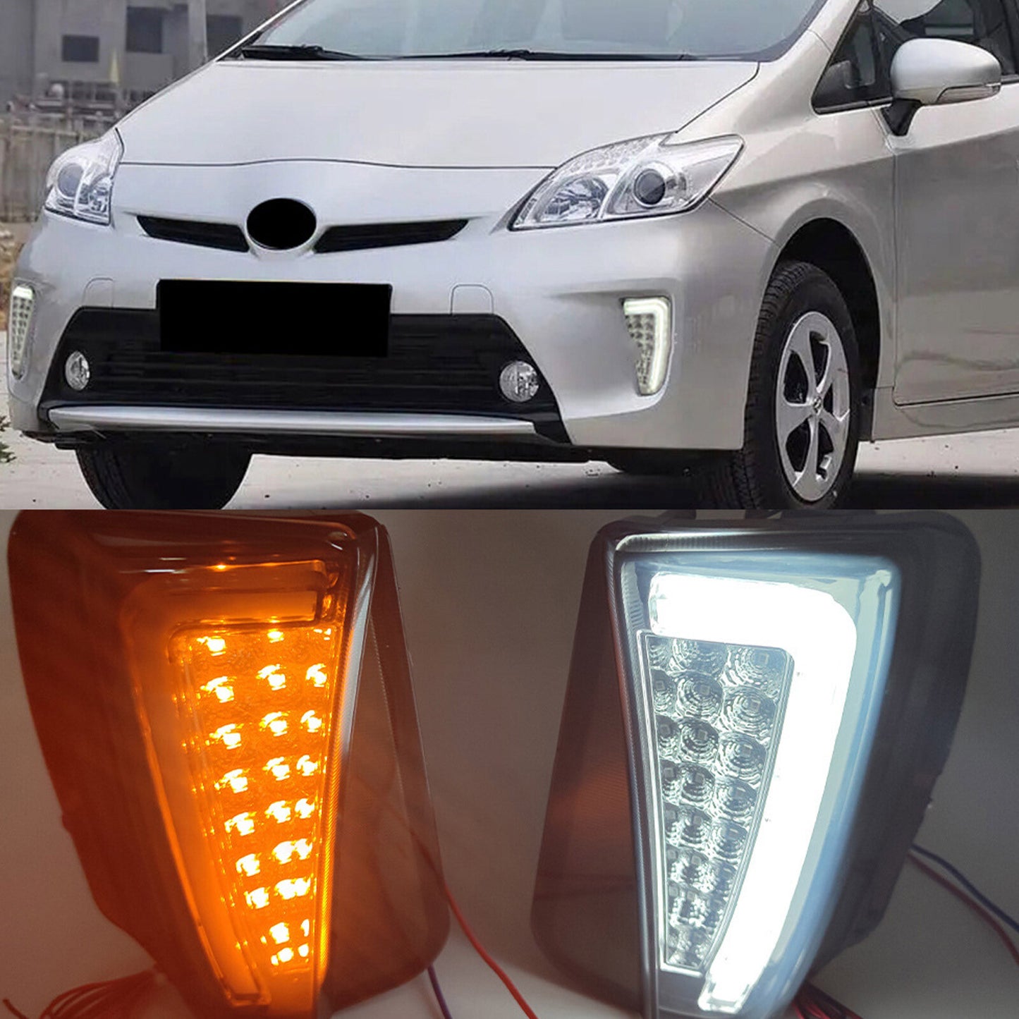 LED Switchback Fog Turn Signal Lights DRL Lamp Smoked For 2012-2015 for Toyota Prius