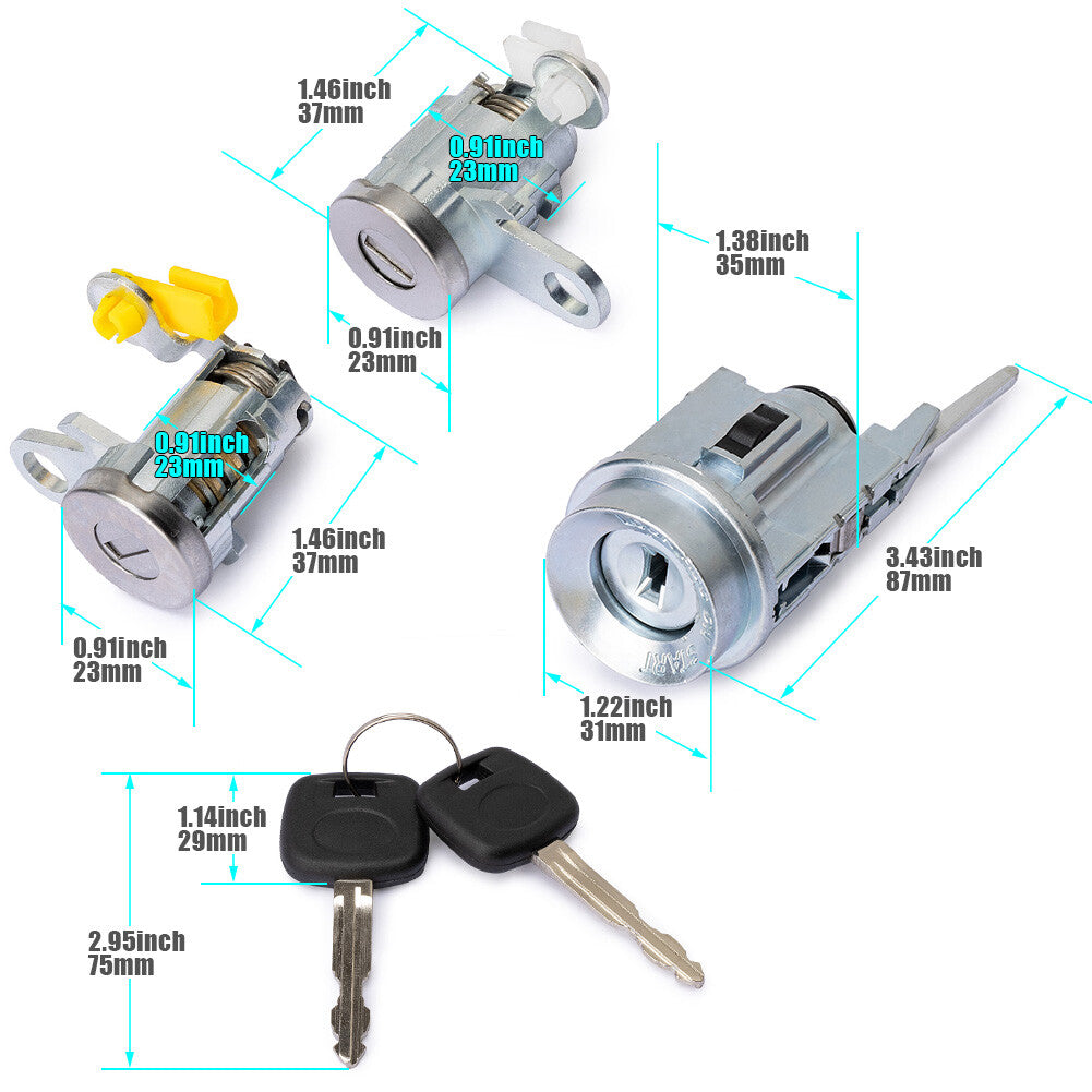 Door Lock Key Ignition Lock Cylinder Set for Toyota Tacoma Tundra W/2 Keys