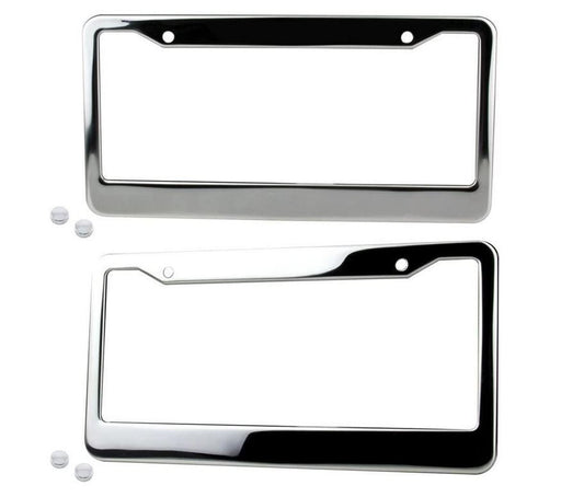 2-piece car license plate frame cover cap rear boot trunk chrome plating for Cadillac