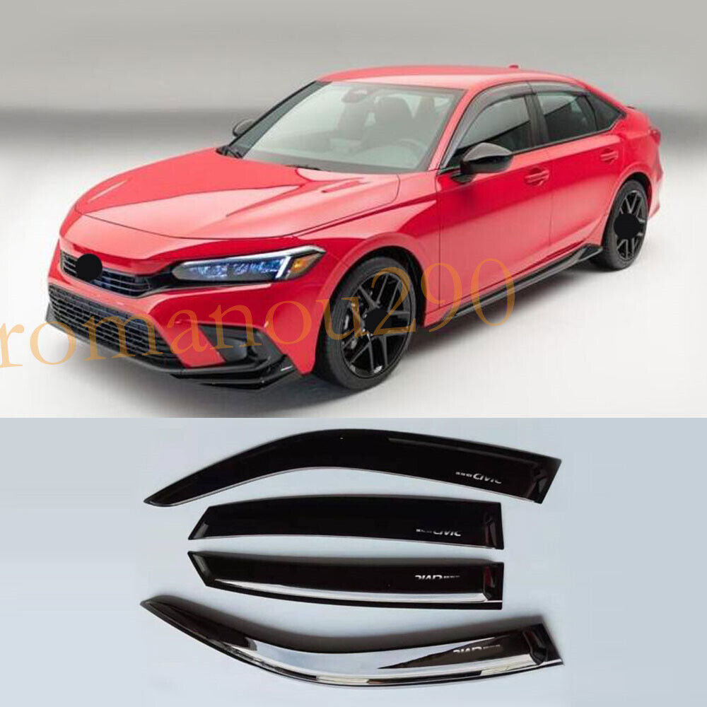 for Honda for Civic Sedan 2022-2024 Black Window Vent Visor Sun Rain Deflector Guard