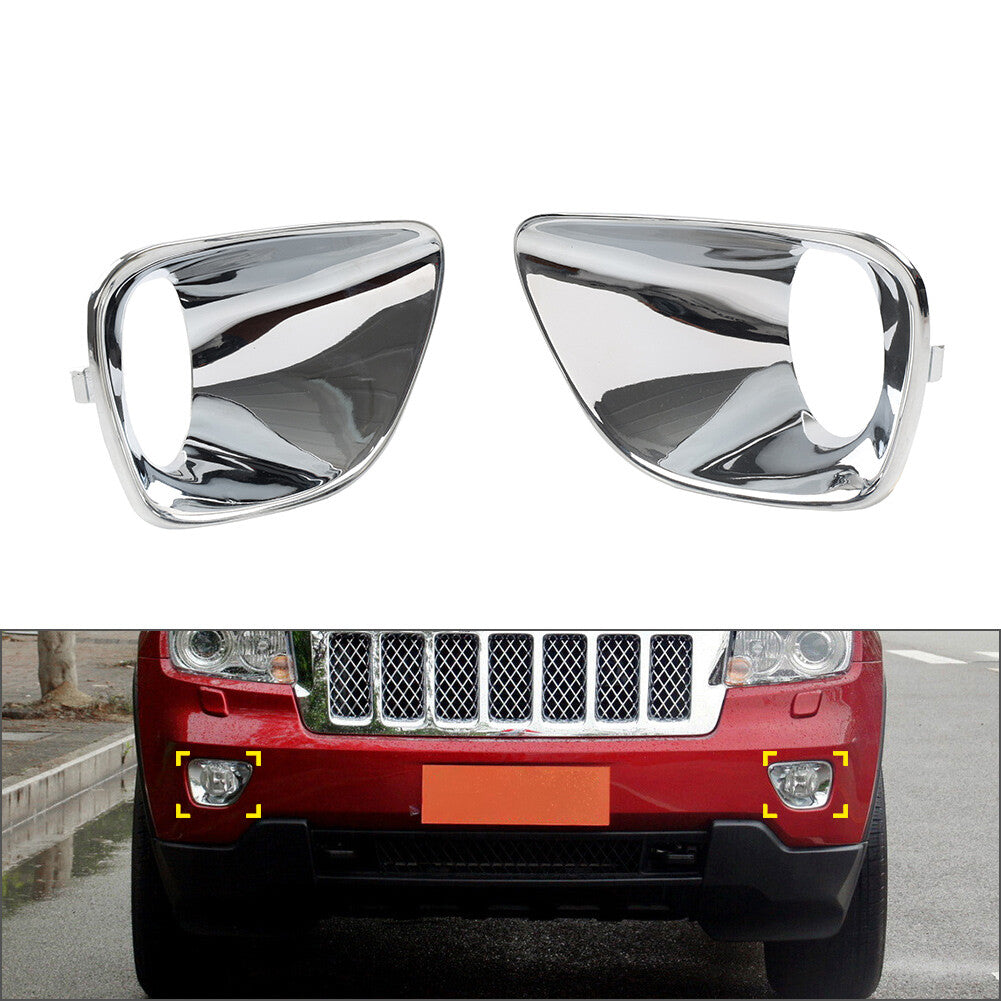 1 Pair Fog Light Bezel Fog Lamp Cover Chrome for Jeep Grand Cherokee 2011-2013