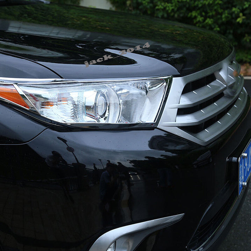 2PCS Cover Trim Chrome Car Front Headlight Lamp for Toyota Highlander 2011-2013
