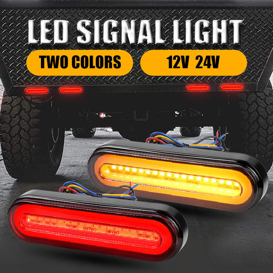 2x Red/Amber Oval LED Truck Trailer Stop Turn Tail Brake Lights Flowing Running