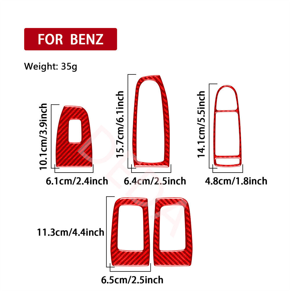 for Benz S Class W222 13-20 RHD Window Lift Switch Button Cover Red Carbon Fiber