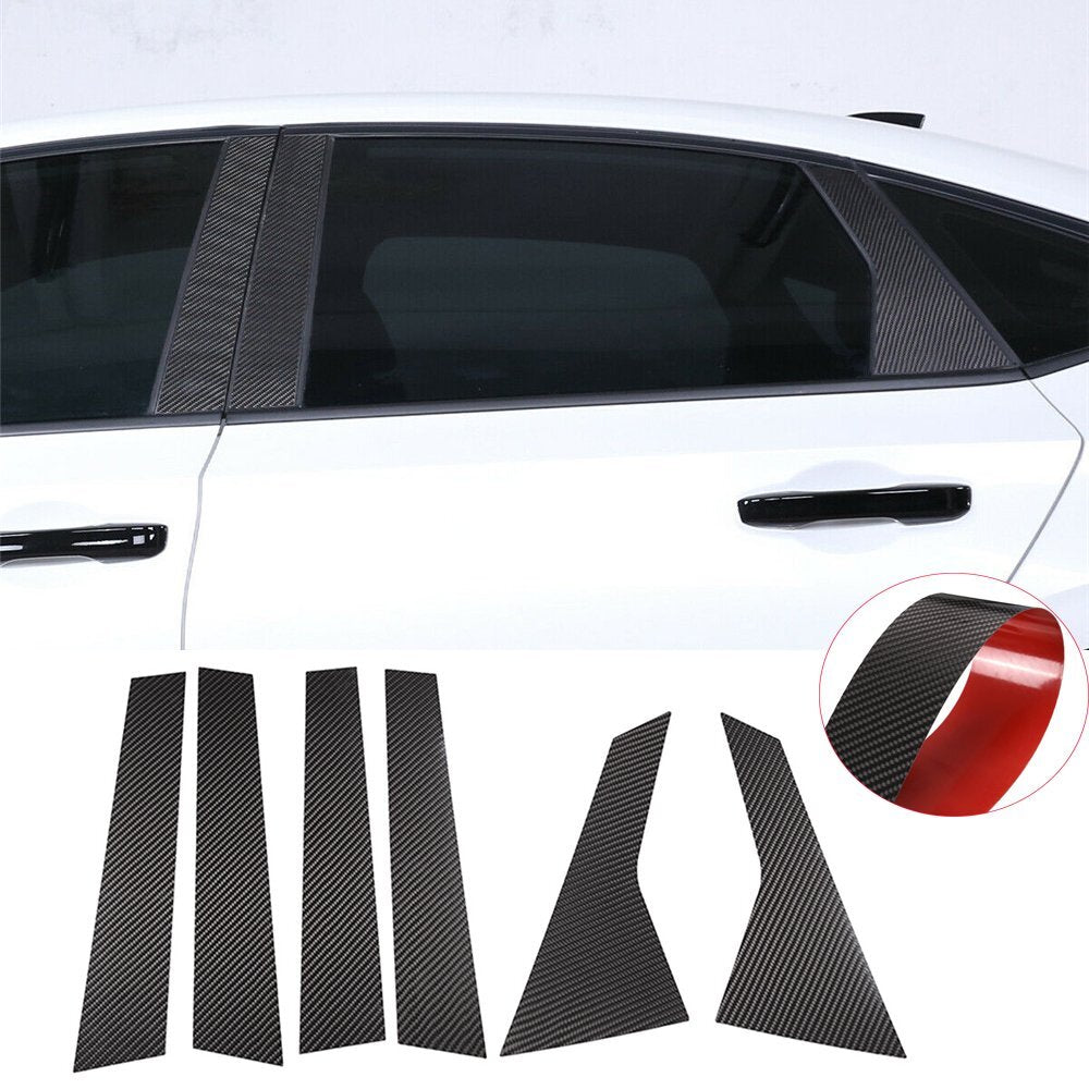 6¡ÁCarbon Fiber Window Pillar Posts Panel Trim Fit for Honda for Civic 11th 2022 2023