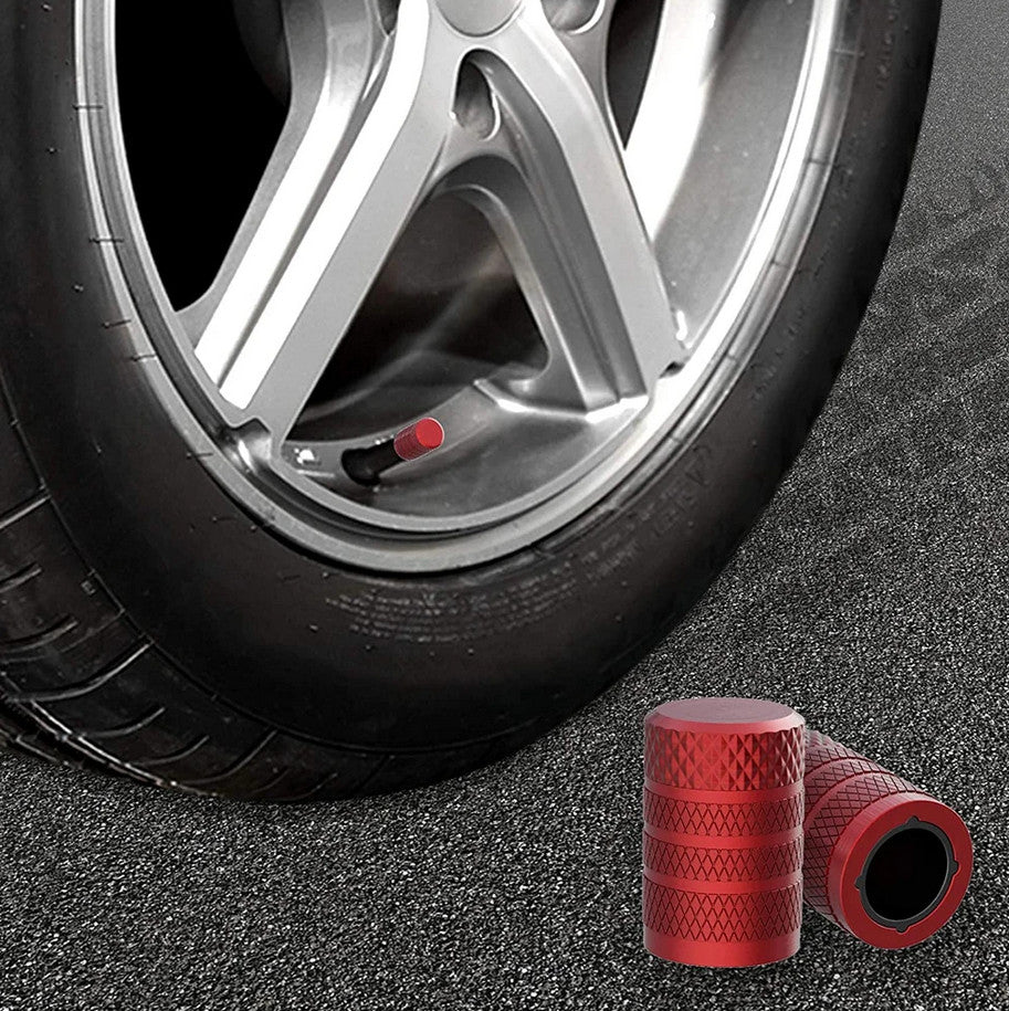4-piece universal red tire valve cover rod air dust cover for Lexus
