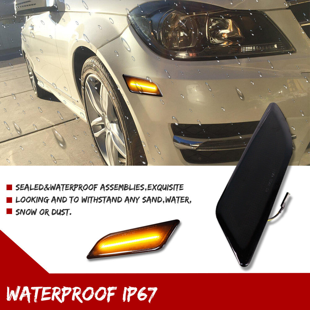 Suitable for 12-14 year old for Mercedes W204 250 C300 C350 front smoked amber LED side marker lights
