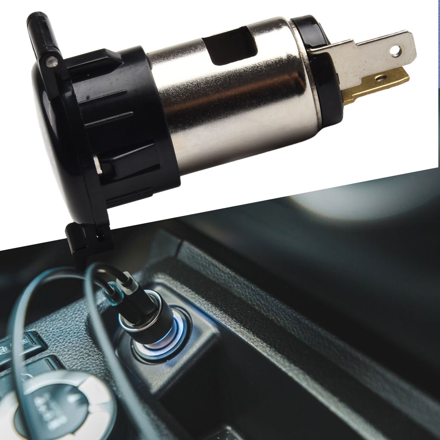 Car Power Plug with Waterproof Cover 10A Suitable for GPS Mobile Phones Mp3