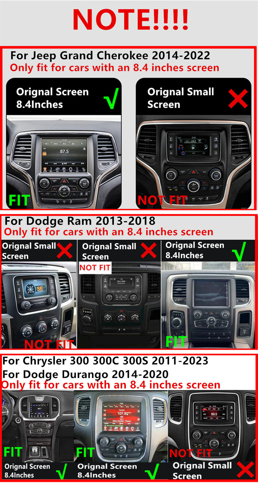 8.4 For 11-23 for Chrysler 300 for Dodge for Charger Carplay Stereo Radio GPS Nav Head Unit