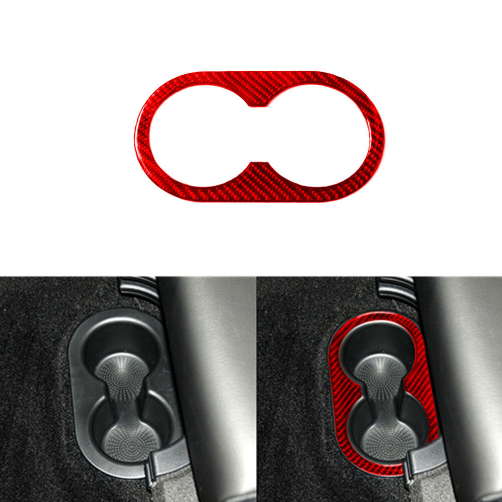 Red Carbon Fiber Rear Center Cup Holder Cover Trim for Dodge for Ram 1500 2009-2012