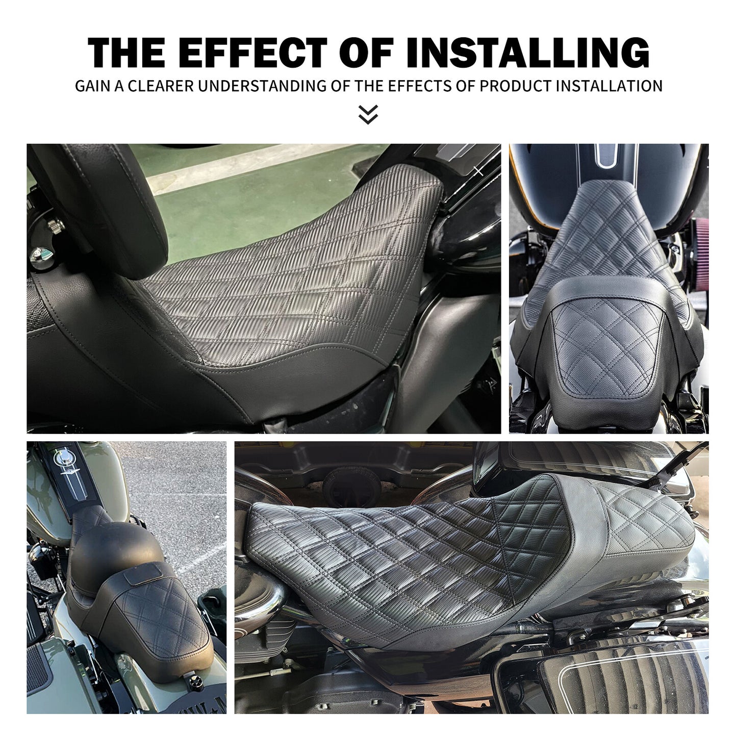 Driver Passenger for Seat Red Stitching for Harley Touring Road Street Glide 09-2023