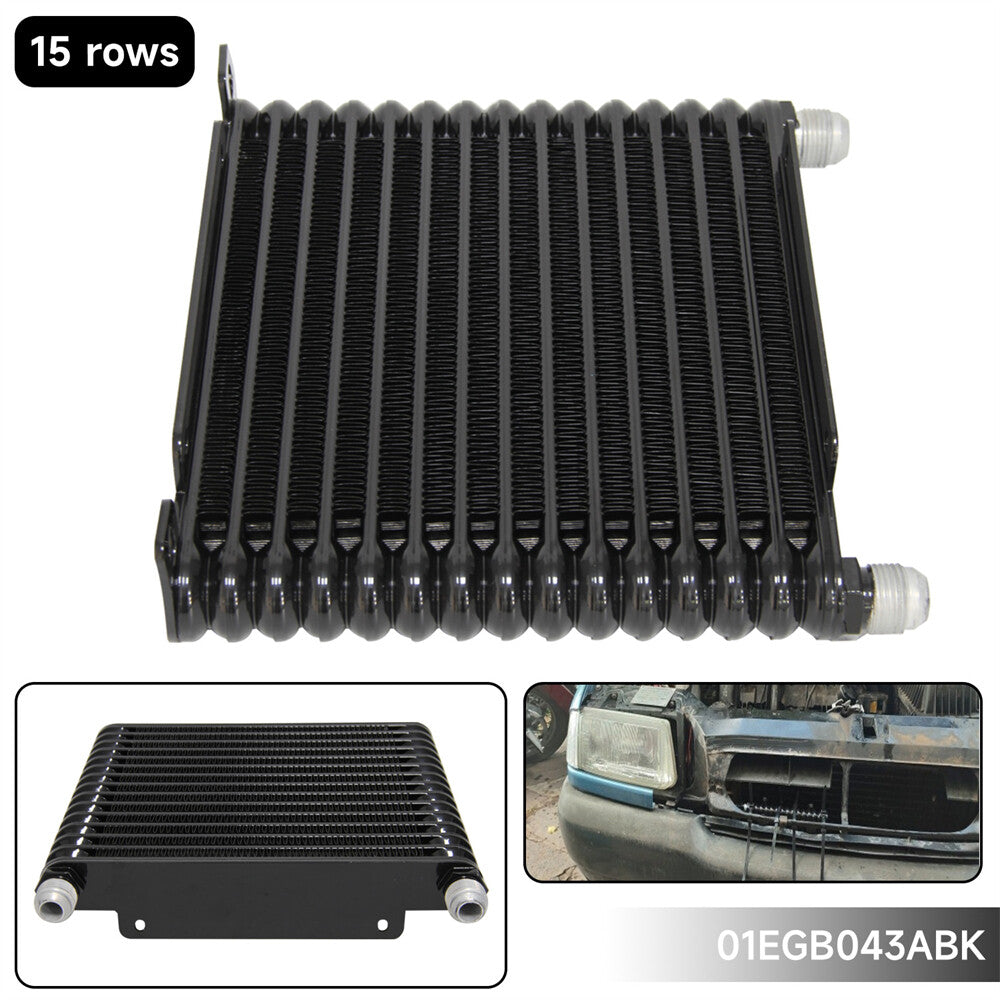 32MM AN10 15 Row Aluminum Engine Transmission Oil Cooler 226MM Racing Cooler BK
