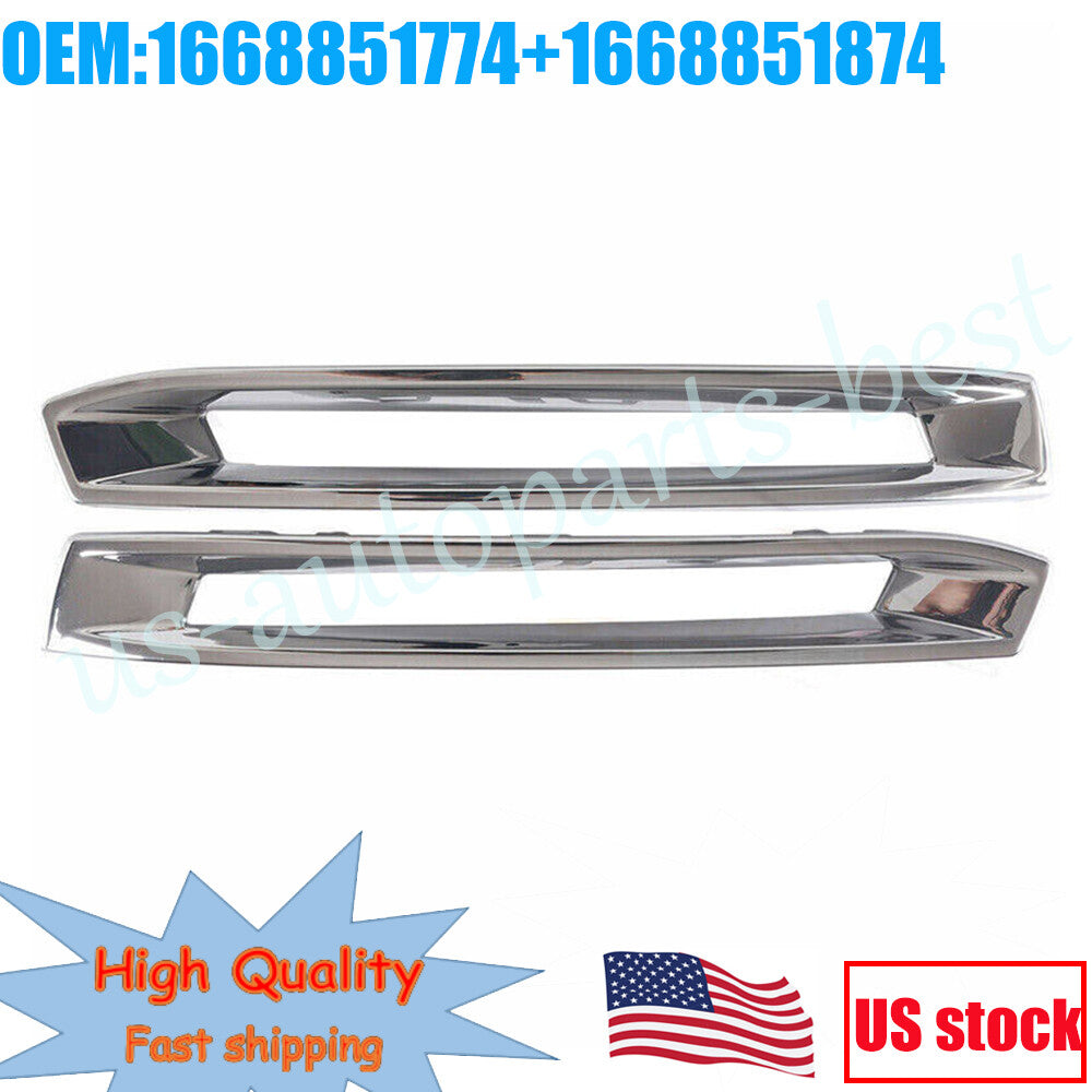1Pair Front Fog Light Cover Chrome Trim Fits 2013-2016 for Benz X166 GL