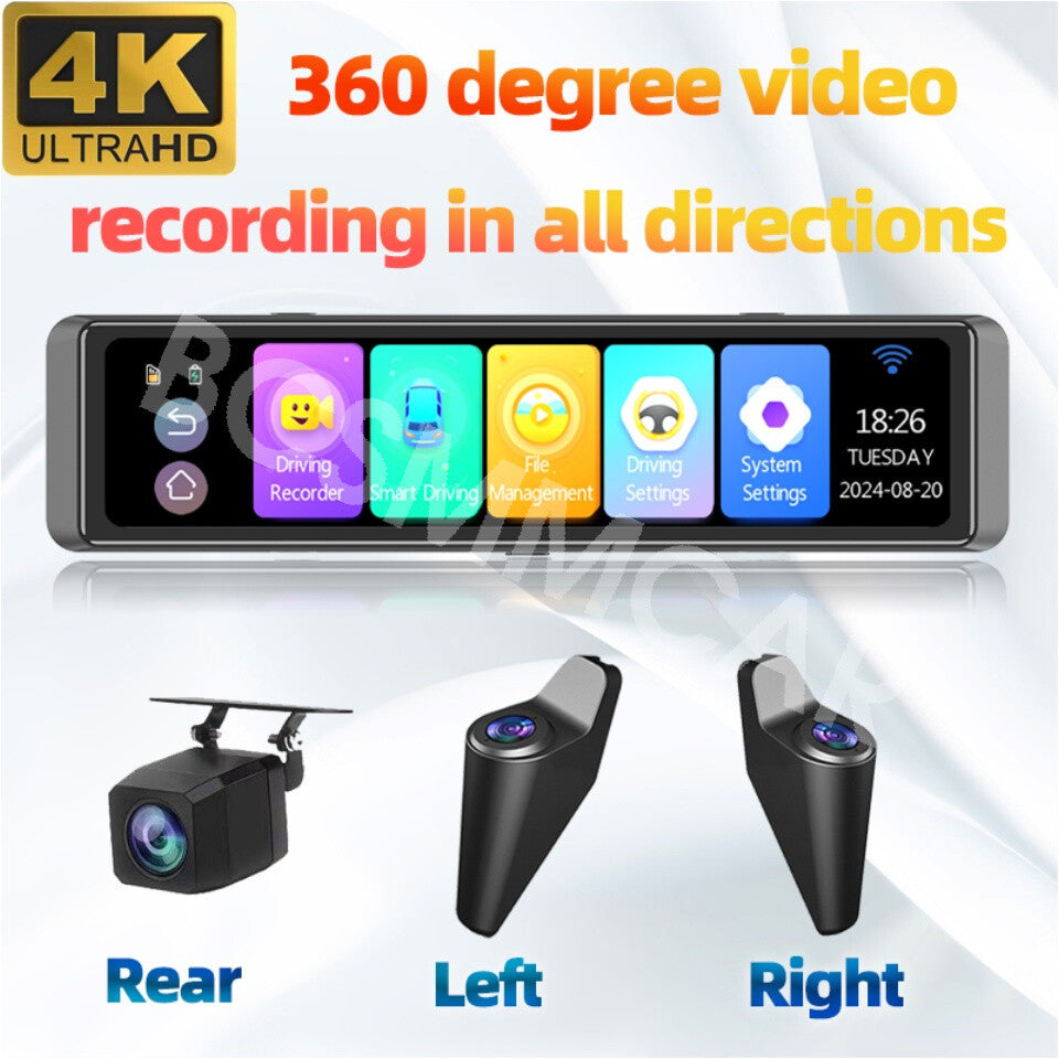 12 WIFI 4CH Car GPS Rearview Mirror Dash Cam Recorder Touch Screen Night Vision