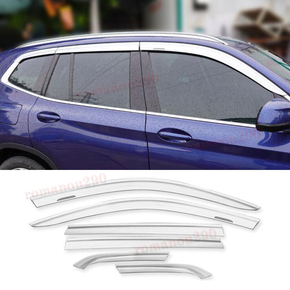 for BMW X3 2018-2024 silver Window Visor Vent Sun Shade Rain Guard Shield trim