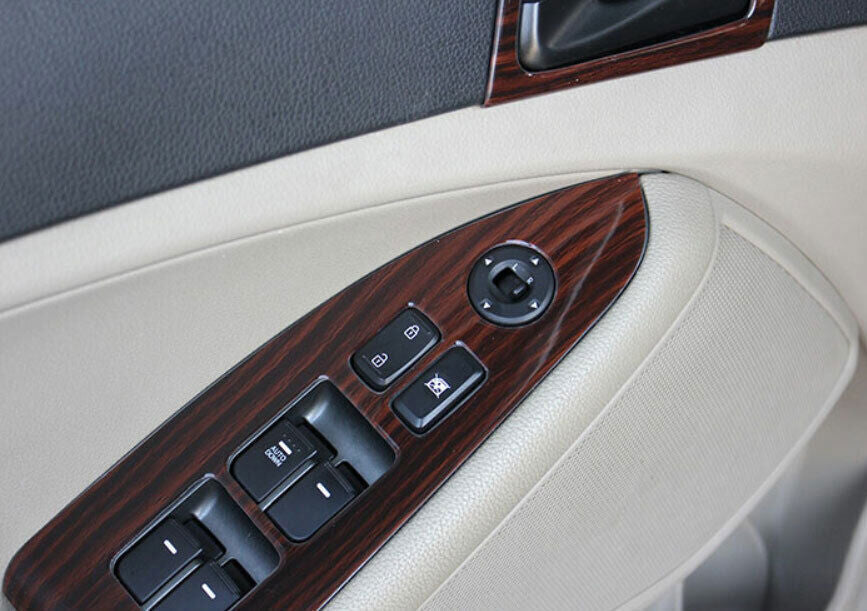 Glass Window Lifting Lock Panel Trim for Kia K5 Optima 2011-15 Brown Wood Grain