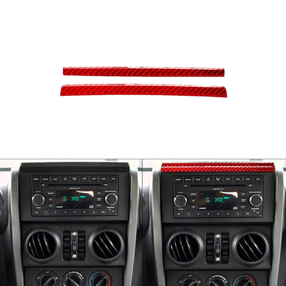 Red Carbon Fiber Above Center Console Strip Cover Trim for Jeep for Wrangler 2007-10