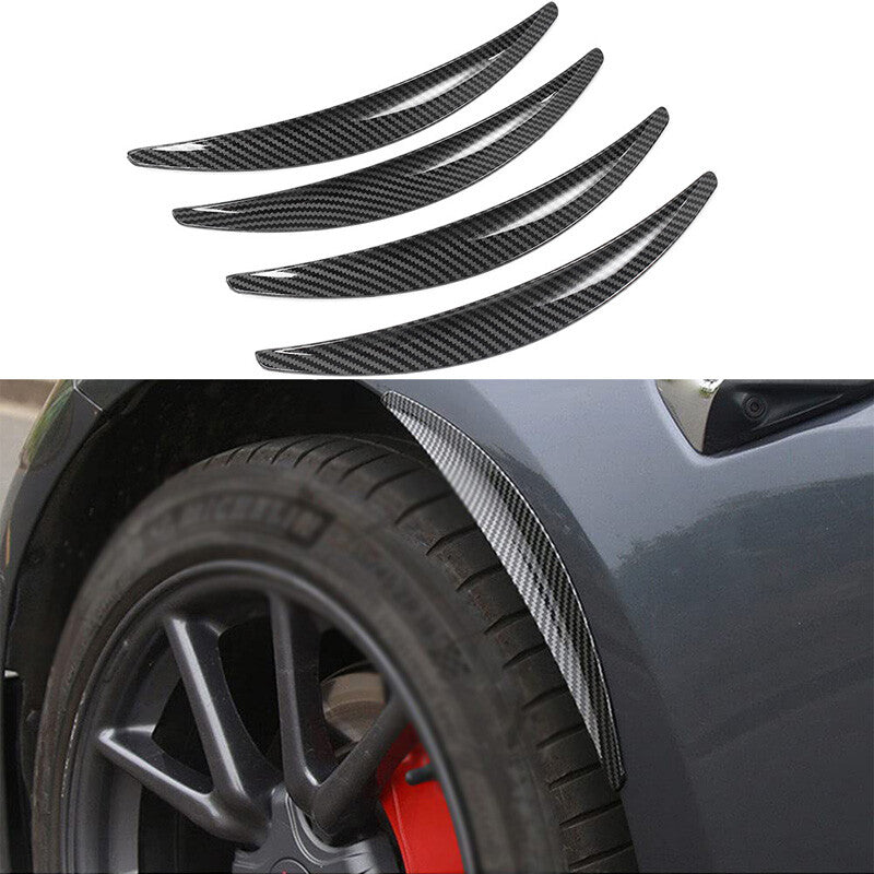 4-Piece Car Carbon Fiber Wheel Arch Trim Lips Mudguard Flare Protection Strips