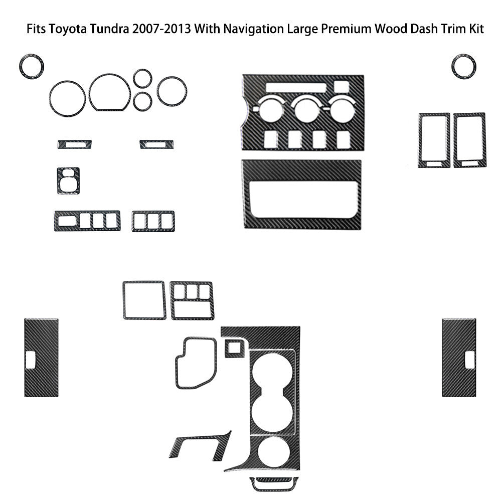 27Pcs Carbon Fiber Interior Full Set Kit Cover Trim for Toyota Tundra 2007-2013