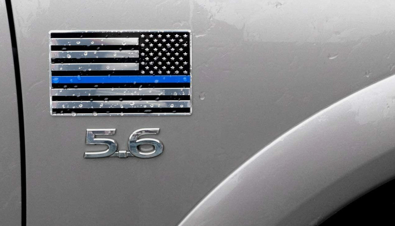 Car side fender rear boot badge decal silver black blue American flag  for ford