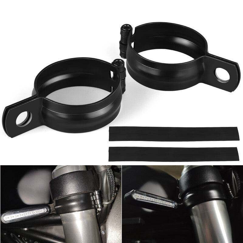 2Pcs 37-50mm Front Fork Tube Motorcycle Turn Signal Clamp Mount Holder Bracket