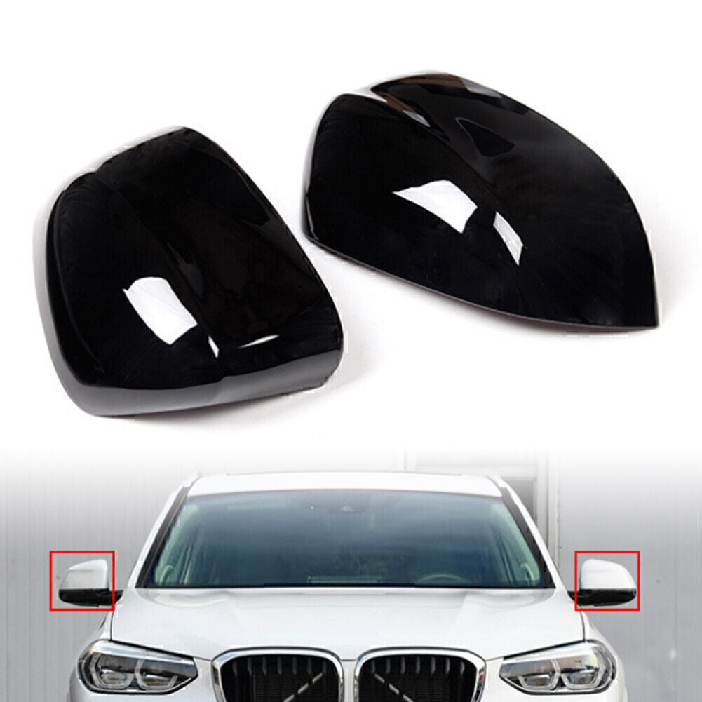 for BMW X3 X4 G01 G02 2018 2019 Gloss Black ABS 2x Rearview Mirror Cap Cover
