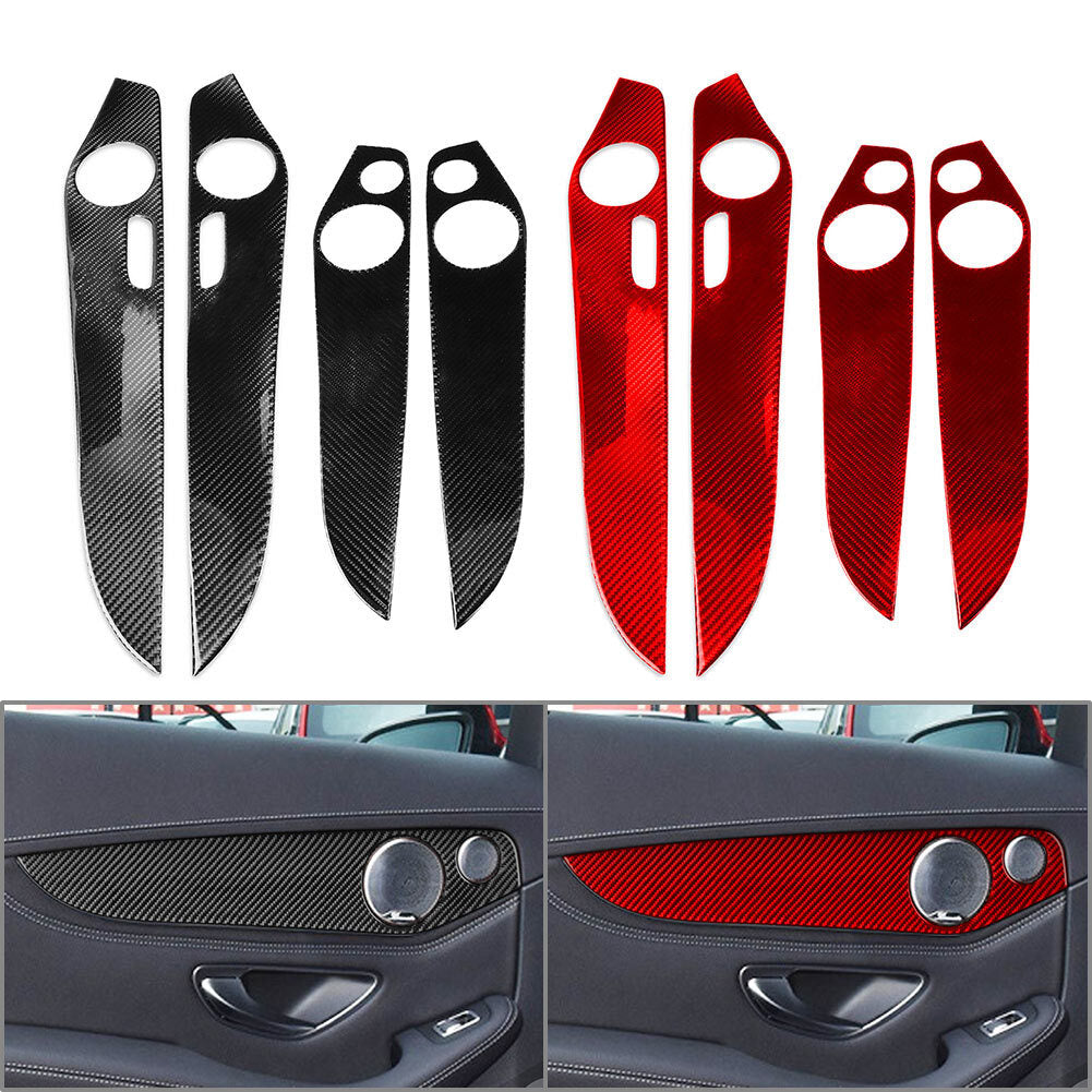 Interior Door Panel Cover Trim Fit GLC Class X253 16-21 Carbon Fiber Auto