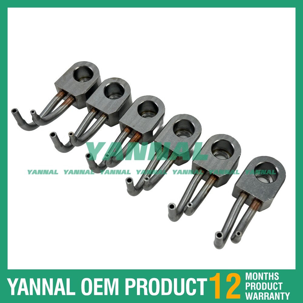 6 oil cooling nozzles, part numbers 2266478 and 2767222, for Caterpillar C13 engines.