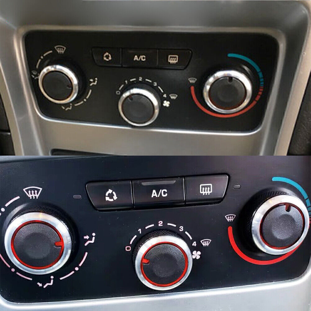 3Pcs Switch Knob Heater Buttons A/C Cover Set Heat Black Fit for Peugeot 206 207 C2