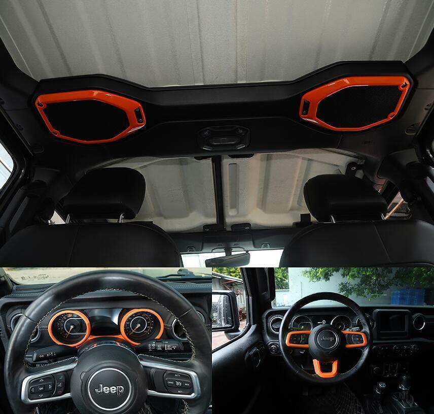 Fit for Jeep for Wrangler JL/JT 18-2021 21PCS ABS Orange Car Interior kit Cover Trim
