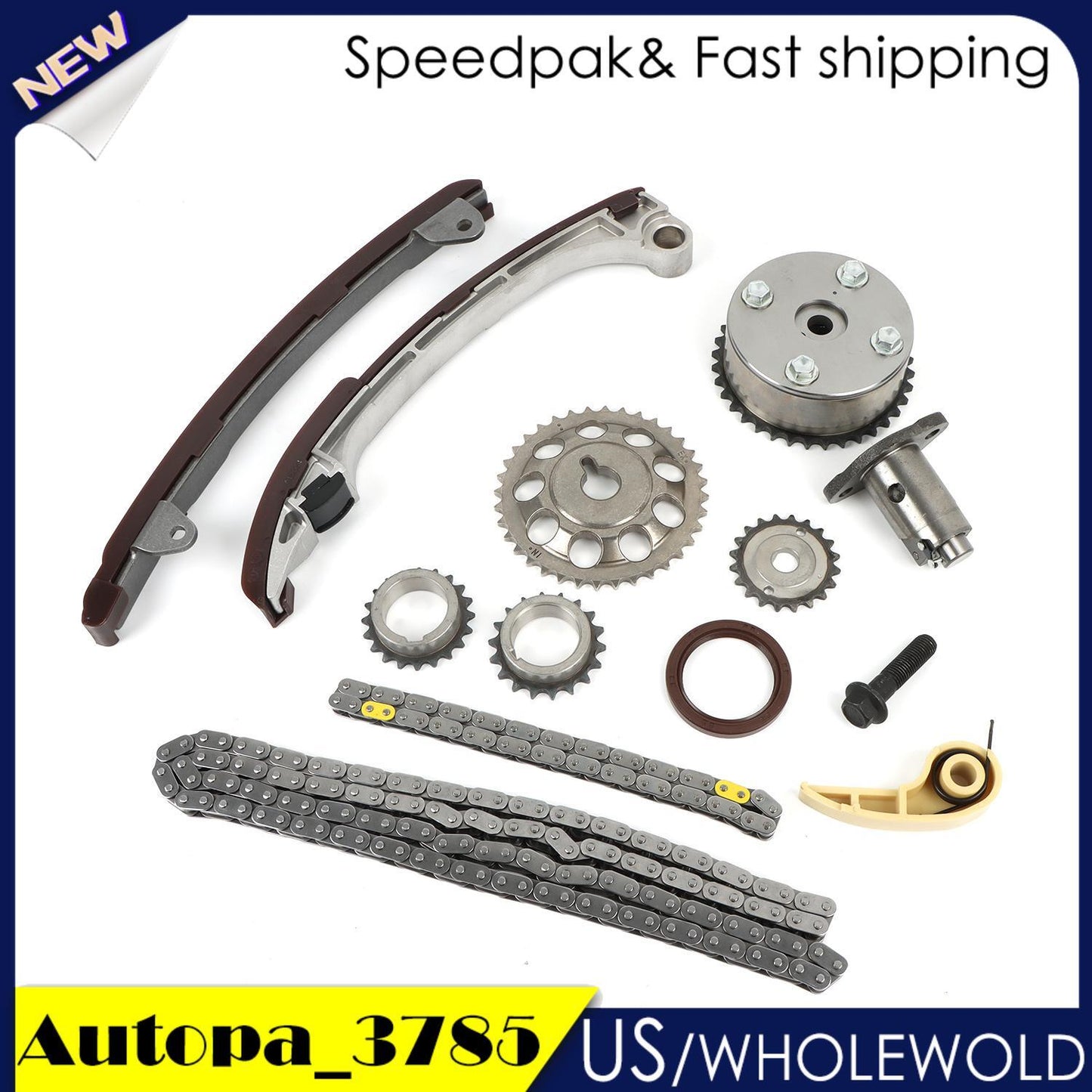 Timing Chain Kit Fit for Toyota for Pontiac DOHC 2.0L 2.4L 16v 1AZFE 2AZFE 01-11