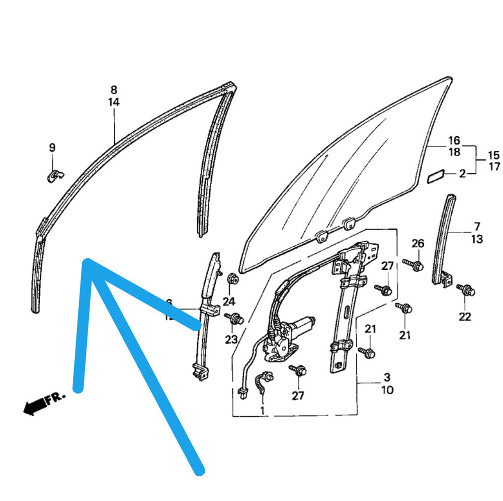 4-piece weather window seal for 2012-2015 for Honda CR-V door glass operating passageway