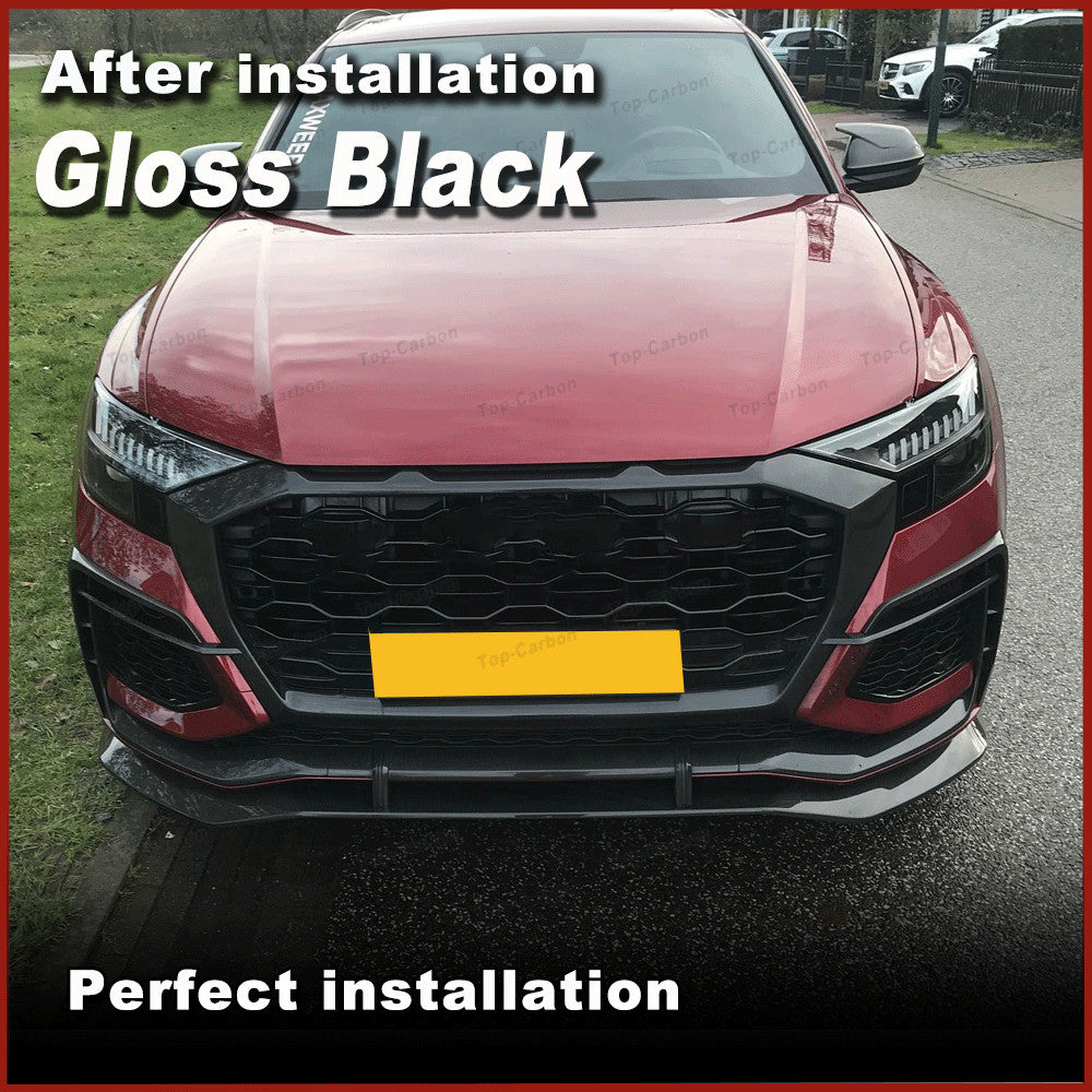 for Audi RSQ8 RS Q8 2020UP Gloss Black Front Bumper Fins Splitter Air Vent Cover